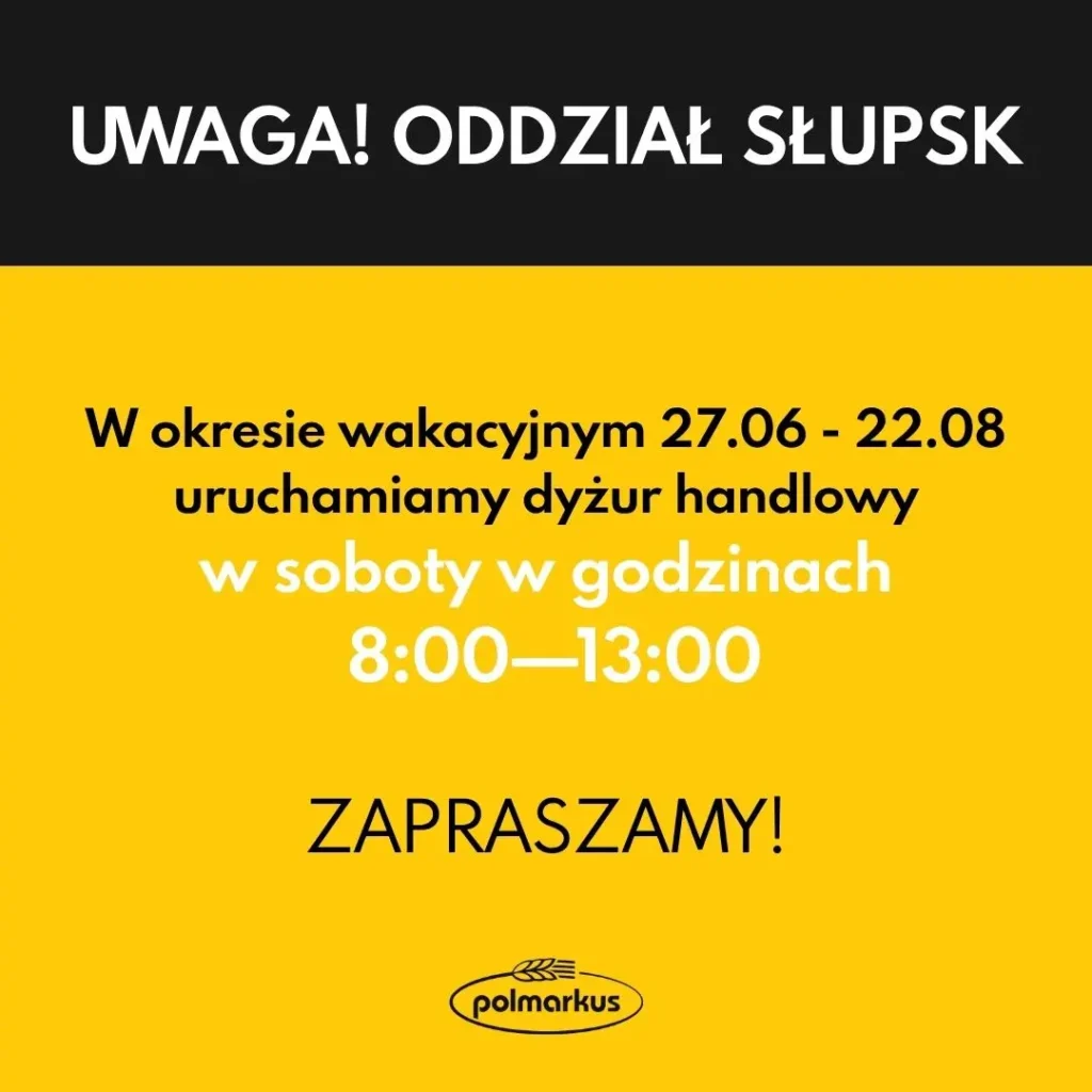 informacja dot. godzin otwarcia oddziału Słupsk w okresie wakacyjnym 2026